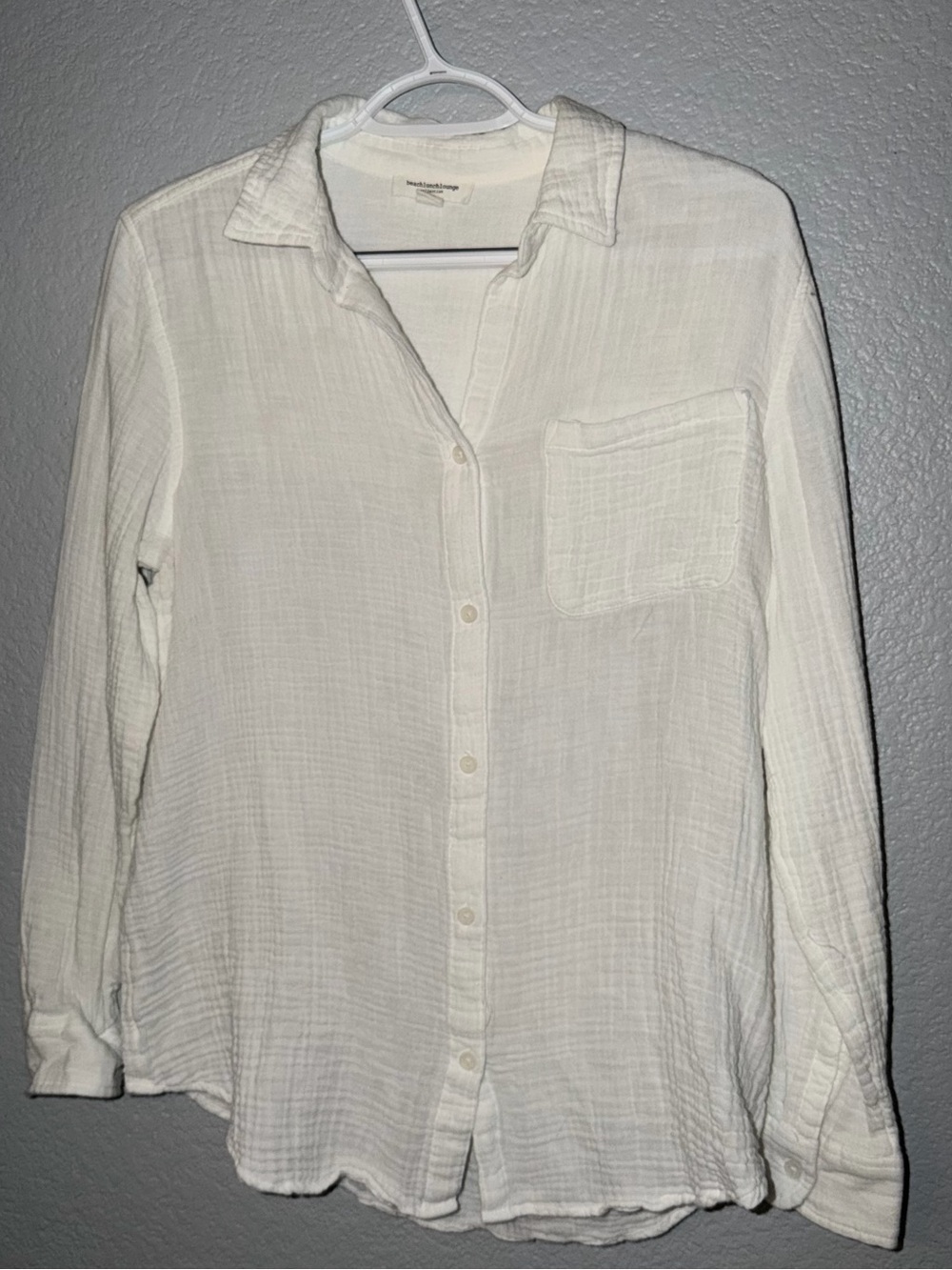 beachlunchlounge 100% Cotton white Gauze Button-Down Shirt - Picture 3 of 15